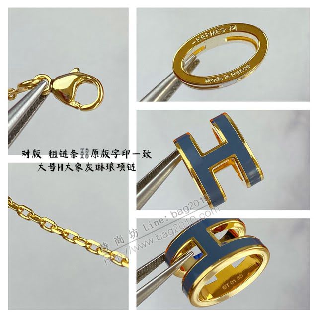 Hermes首飾品 愛馬仕大象灰H琳琅大號項鏈 Hermes對版粗鏈條女士項鏈  zgh1527